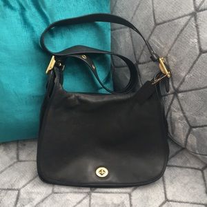 Vintage Coach Black Leather Bag